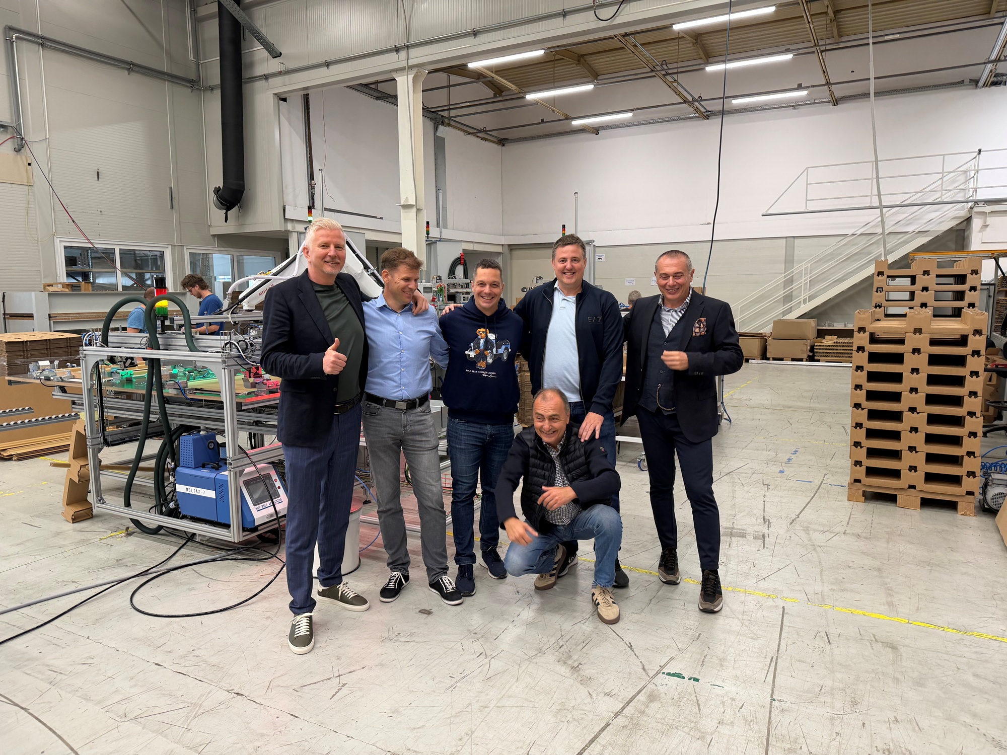 Industrial business-development meeting at HME concerning prospective KraftPal licensing and production opportunities in Germany, Italy and Serbia.